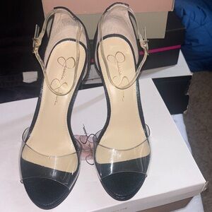 Jessica Simpson green and Transparent Heels